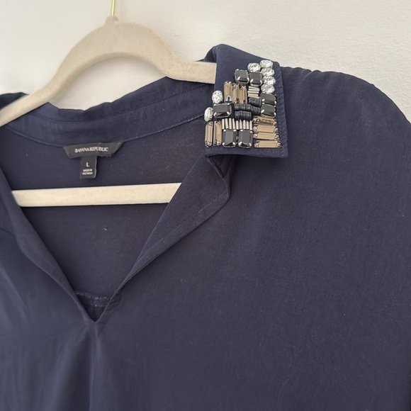 Banana Republic Embellished Knit to Woven Blouse - Picture 3 of 5